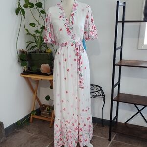 Draper James White and Pink Floral Maxi Dress